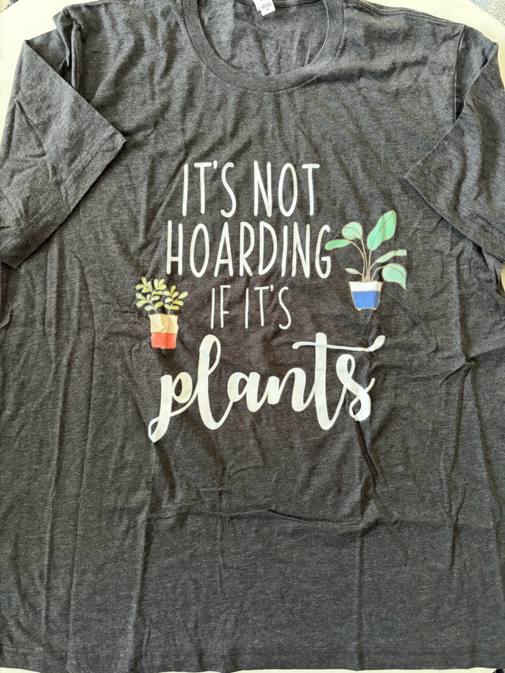 Graphic Tee "It's Not Hoarding If It's Plants" - Dark Gray